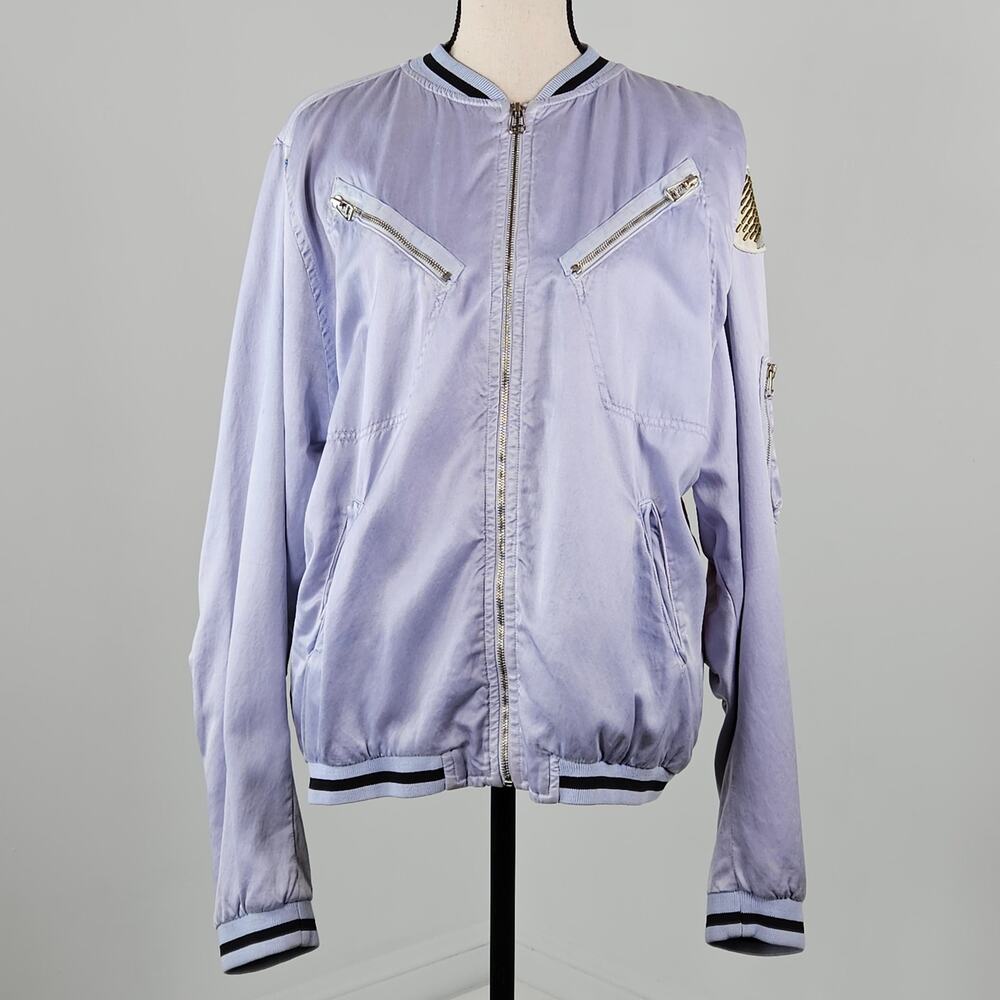 Freecity Satin Jump Bomber Jacket in Bluebell | Unisex XL | MINOR FLAWS‎